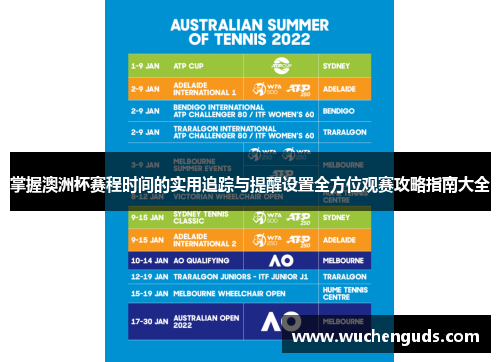 掌握澳洲杯赛程时间的实用追踪与提醒设置全方位观赛攻略指南大全 掌握澳洲杯赛程时间的实用追踪与提醒设置全方位观赛攻略指南大全